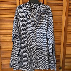 Sean John black white button down dress shirt tall 19 36/37